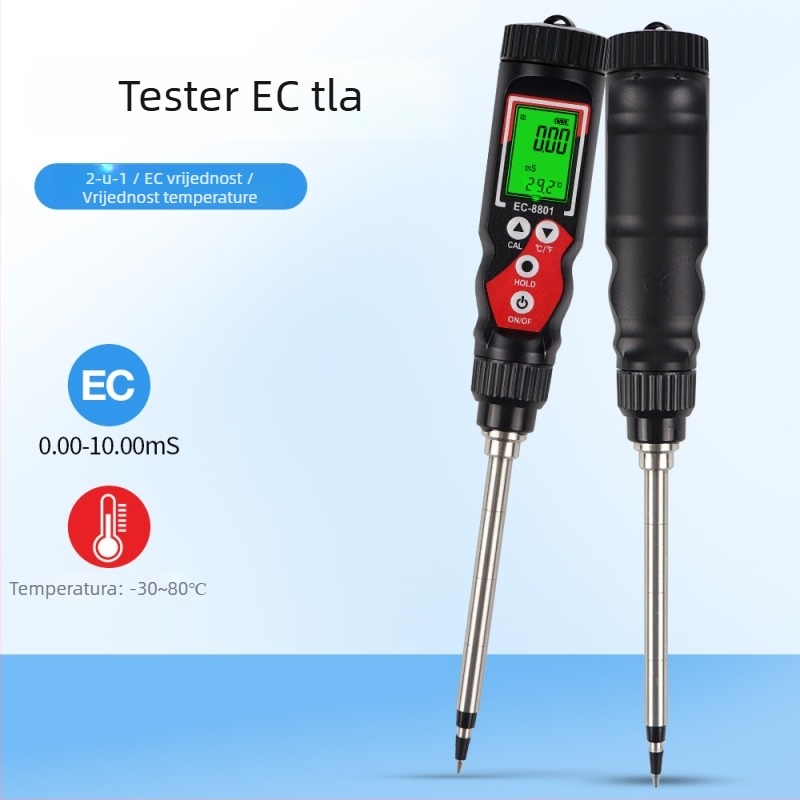 EC tester za tlo, dvostruki mjerač provodljivosti i temperature, visokoprecizan digitalni prikaz za stakleničko hidroponsko uzgoj
