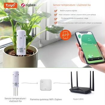 ZigBee senzor temperature i vlage tla, sonda detektor, model THE01840, točnost ±0.1°C