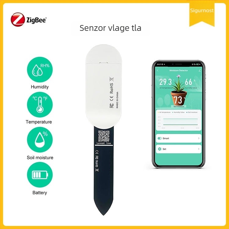 Pametni senzor vlage tla i temperature s Zigbee, detektor vlage tla, kompatibilan s Home Assistant Z2M