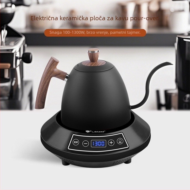 Kavna posuda s dugim izljevom za ručnu pripremu kave, nehrđajući čelik, električno grijanje, marka l-ebans, mogućnost tiskanja loga, lansiranje 2024