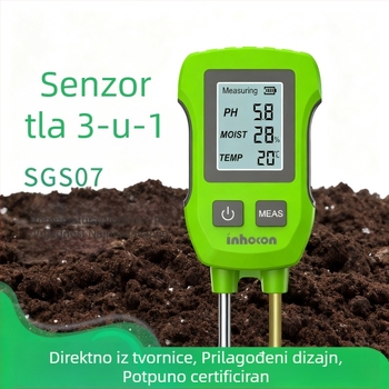 3-u-1 tester tla sa zaslonom, dvostruka igla za visoku preciznost mjerenja vlage tla, pH, temperaturu i vlage zraka