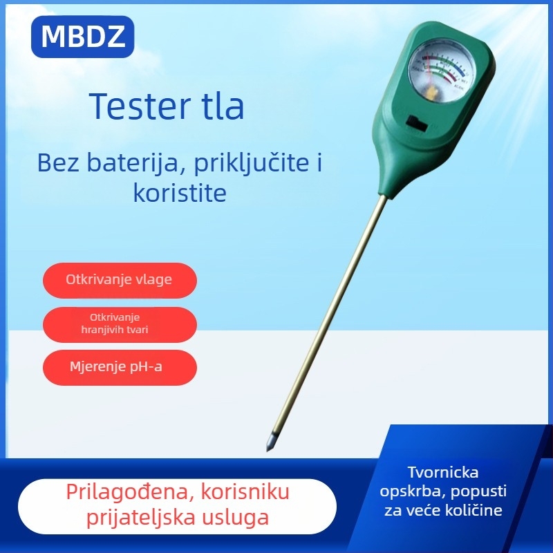 MBDZ Zemaljski detektor s higrometrom, pH mjeračem i mjeračem plodnosti – točnost 0,1, vrtlarstvo