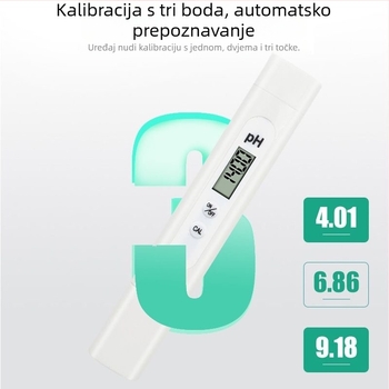 Prijenosni pH metar sa staklenom sondom, raspon 0–14 pH, točnost 0,01, kompenzacija temperature 0–60 °C