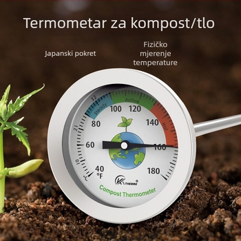 Termometar za tlo i kompost od nehrđajućeg čelika sa sondom za vrtlarstvo