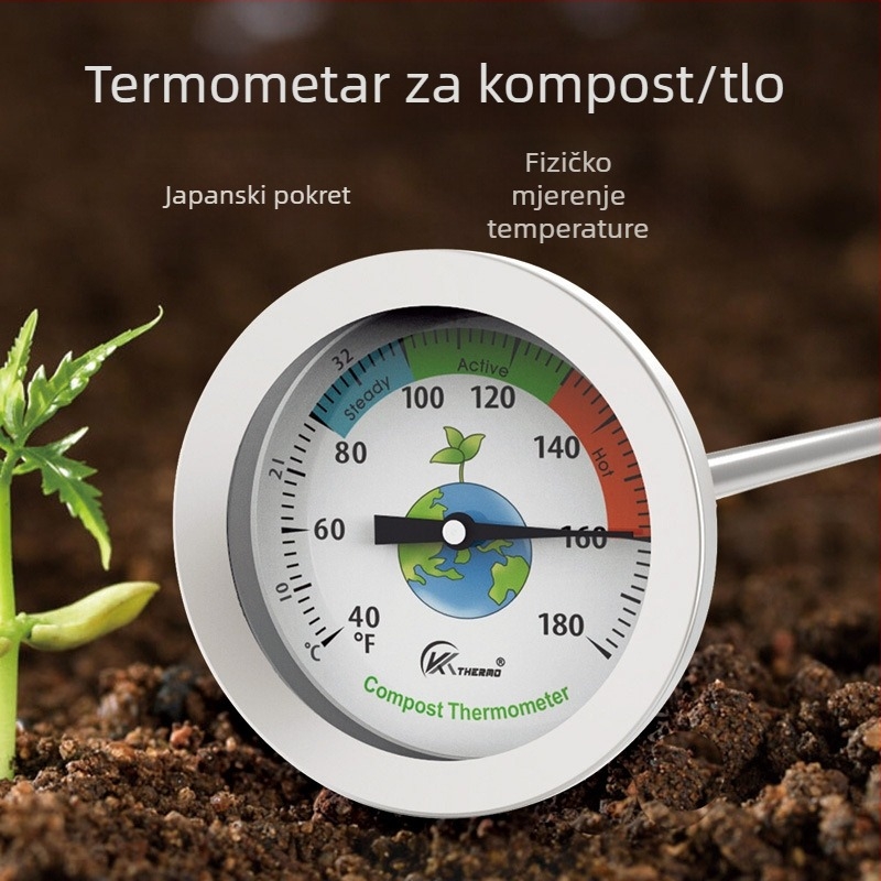 Termometar za tlo i kompost od nehrđajućeg čelika sa sondom za vrtlarstvo