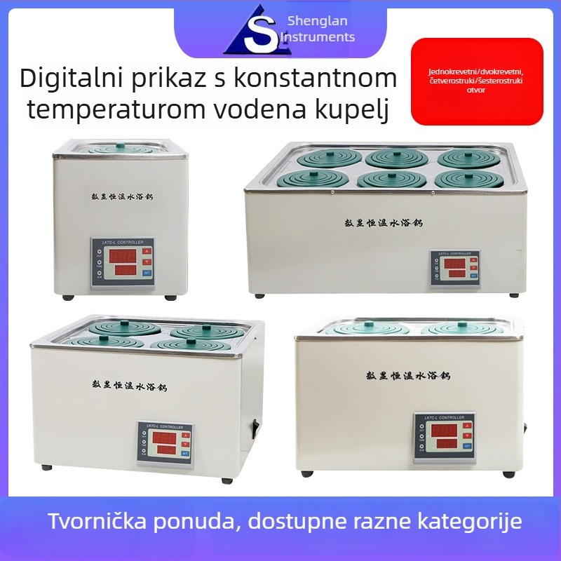 Električni vodeni kupelj s digitalnim prikazom za laboratorijsku i kućnu upotrebu — stalna temperatura, spremnik s 1/2/4/6 rupa