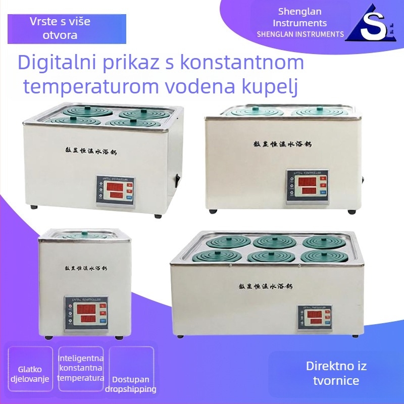 Električni vodeni kupelj s digitalnim prikazom za laboratorijsku i kućnu upotrebu — stalna temperatura, spremnik s 1/2/4/6 rupa