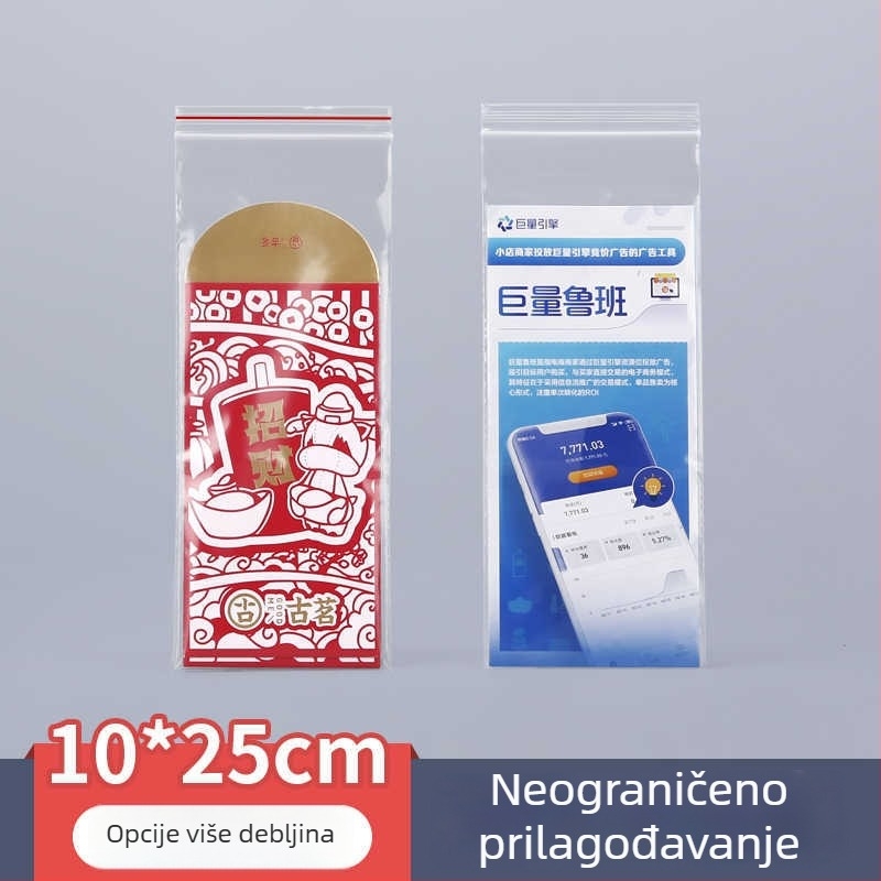 Prozirne samouzatvorne vrećice 10×25 cm, debljina 8–20 mm, plastične zatvaračke vrećice, dugački oblik