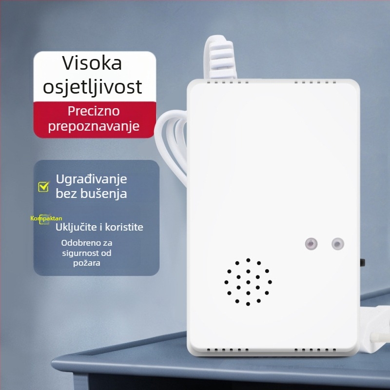 Zidni detektor alarma za zapaljive plinove GA002EU, fiksnog tipa, za ugljični plin i prirodni plin, 220V, 150 g