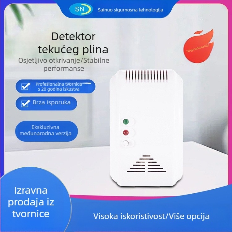 Kućni detektor plina SN-817, zidni, žično spojeno, 220V, alarm za curenje plina