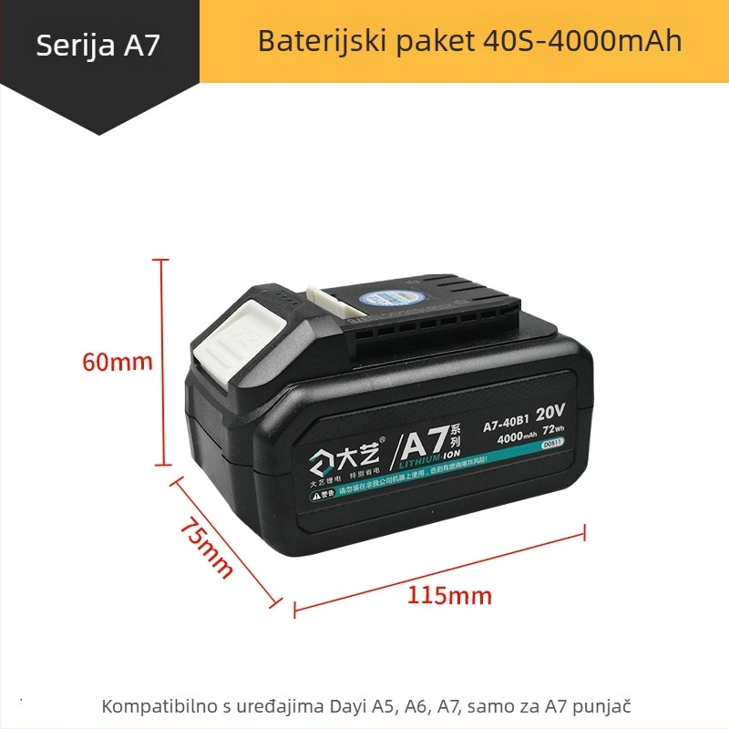 Originalni 20V litijski punjač za Dayi A7/A6 — 36V nazivno, pogodno za alate od nehrđajućeg čelika, raspon napona: drugi