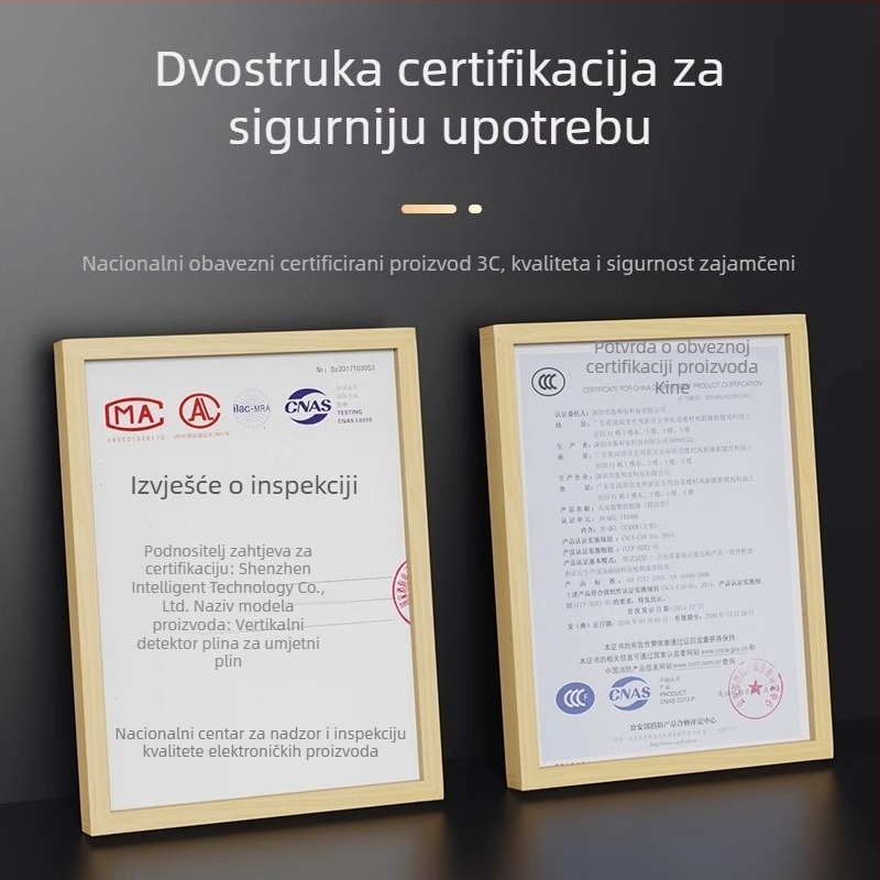 Detektor plina s otkrivanjem ugljičnog monoksida i prikazom koncentracije zraka, alarm s dugim pripravom za sprječavanje curenja plina