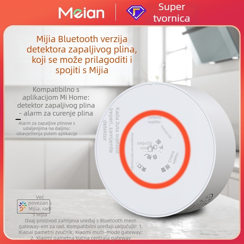 Meian GA01 plinski alarm s Bluetoothom, 360° detekcija, pokrivenost 30 m², zidni, bežični 2.4 GHz, 90-240 V