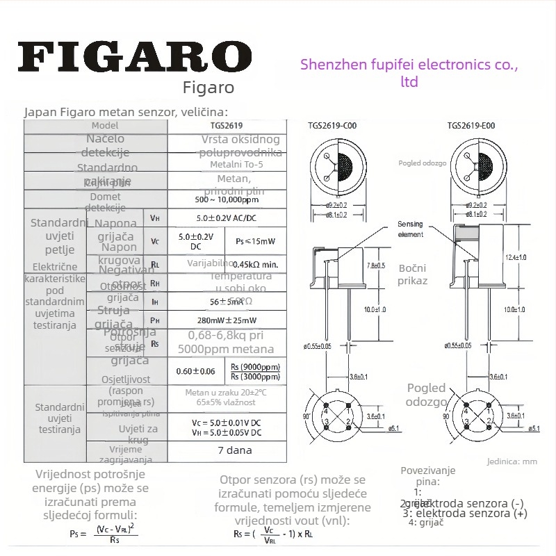 Figaro TGS2619-C00 E00 senzor plina za metan i prirodni plin – detekcija curenja plina kod kuće
