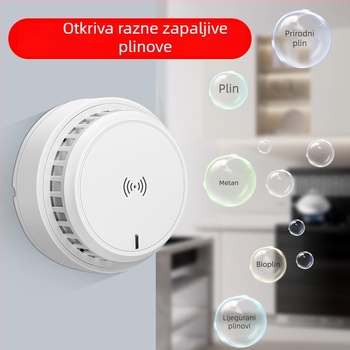 Kućni detektor alarma za plin, montaža na strop, mrežni, 12V, 360° detekcija, domet 20–30 m, zvukovno-svjetlosni alarm, HC-202