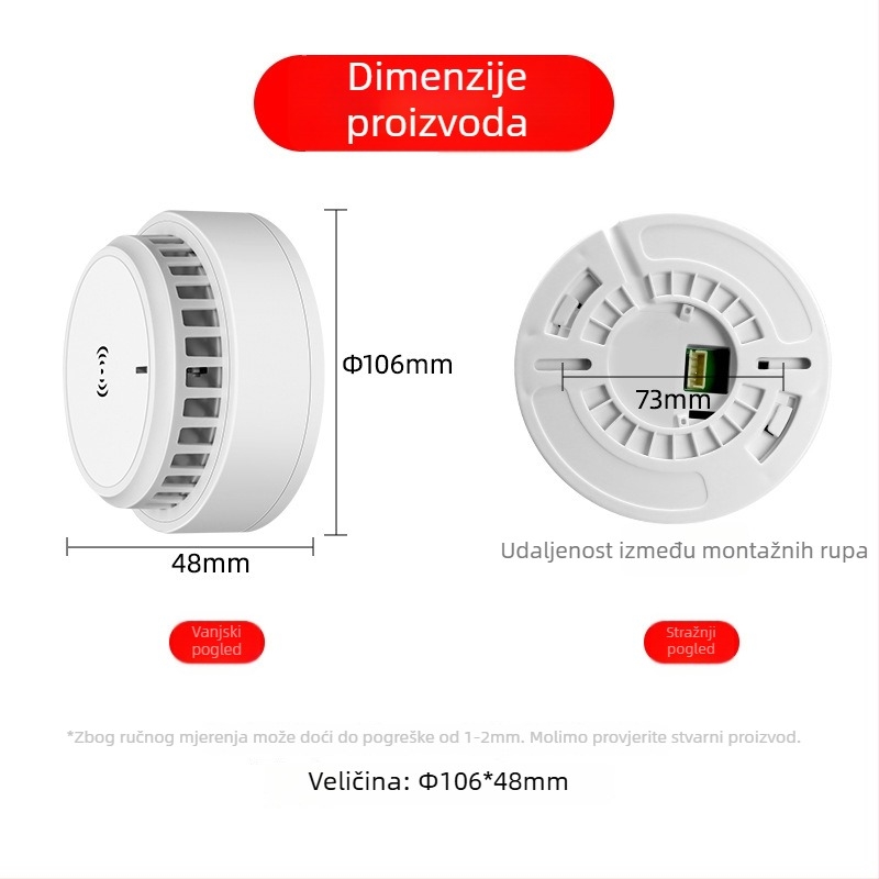Kućni detektor alarma za plin, montaža na strop, mrežni, 12V, 360° detekcija, domet 20–30 m, zvukovno-svjetlosni alarm, HC-202