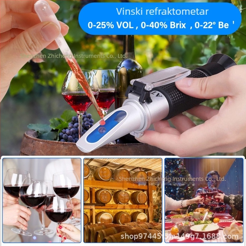 Prijenosni refraktometar za vino, 0-22 Brix, 0-25% alkohola, 0-40% šećera