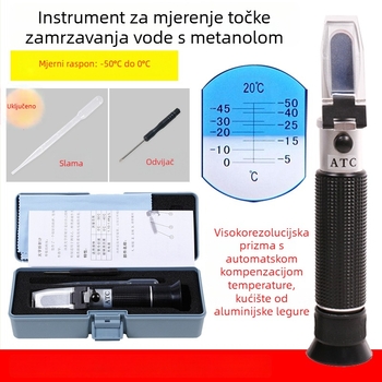 Ručni refraktometar za antifriz i mjerenje točke smrzavanja, tester točke smrzavanja, elektrolitni hidrometar (-50 do 0 °C)