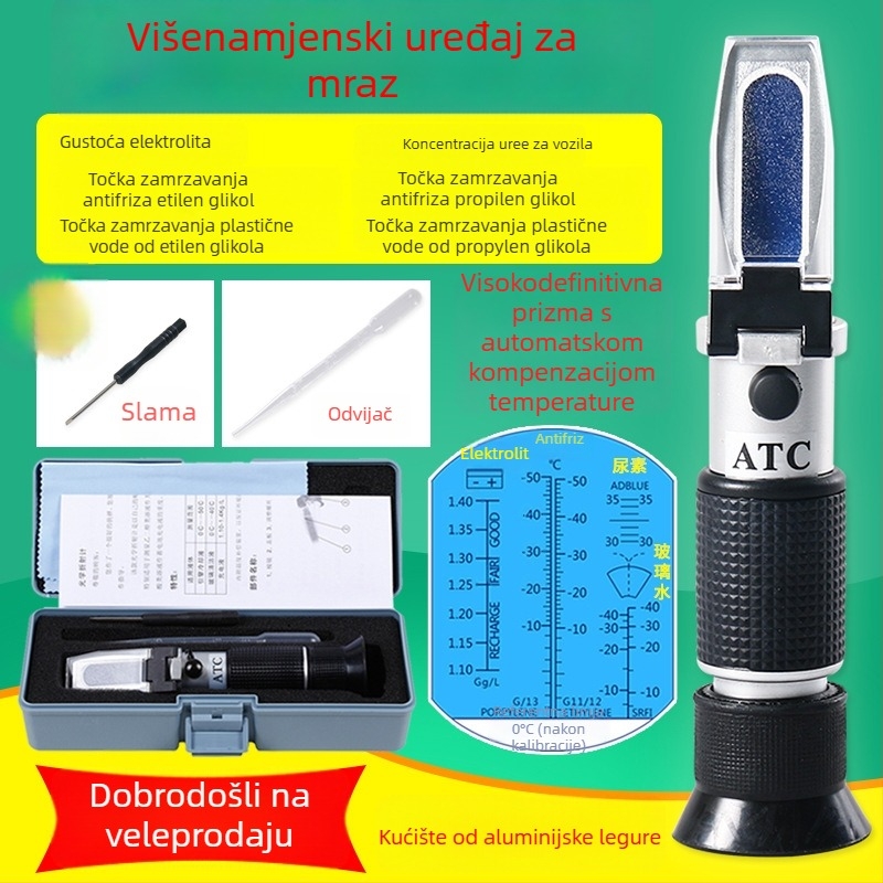 Ručni refraktometar za antifriz i mjerenje točke smrzavanja, tester točke smrzavanja, elektrolitni hidrometar (-50 do 0 °C)