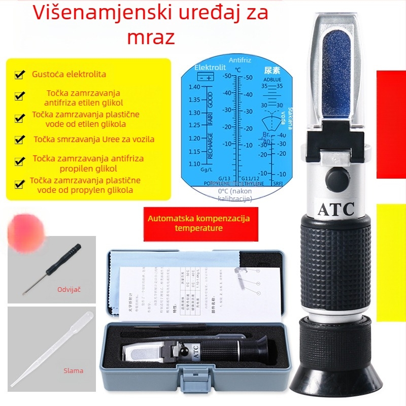 Ručni refraktometar za antifriz i mjerenje točke smrzavanja, tester točke smrzavanja, elektrolitni hidrometar (-50 do 0 °C)