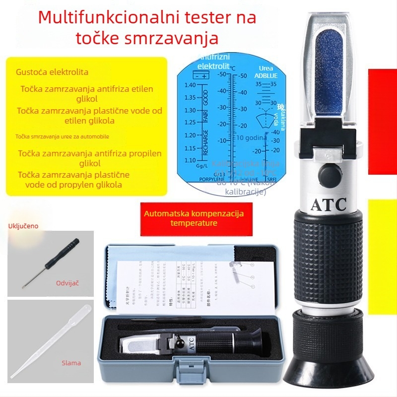 Ručni refraktometar za antifriz i mjerenje točke smrzavanja, tester točke smrzavanja, elektrolitni hidrometar (-50 do 0 °C)