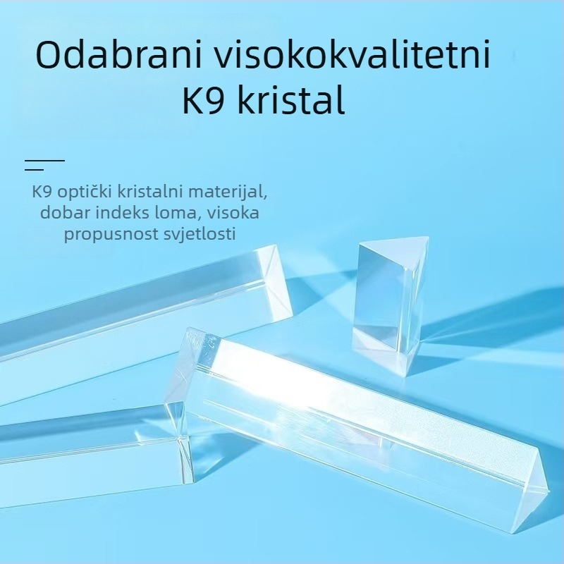 K9 optički trokutasti prizma s trakom za fizički eksperiment – sedmeroboje svjetlo, stakleni refraktor, propuštanje svjetla