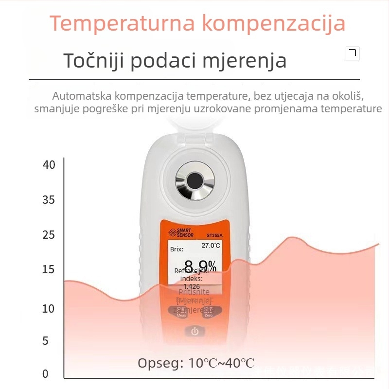 Sima ST355A digitalni refraktometar za voće i napitke, raspon mjerenja 0–55% Brix