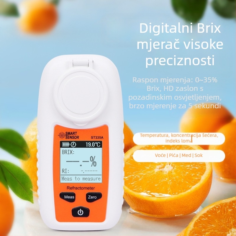 SMART Digitalni mjerač šećera s digitalnim zaslonom za voće i napitke – refraktometar za mjerenje slatkoće i koncentracije šećera