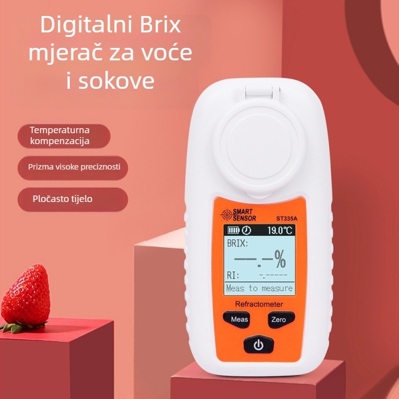 SMART Digitalni mjerač šećera s digitalnim zaslonom za voće i napitke – refraktometar za mjerenje slatkoće i koncentracije šećera
