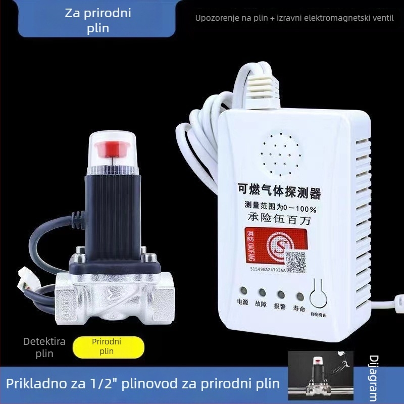Gasni alarmni detektor GB2019, 220V, akustično-optni alarm, zidna montaža