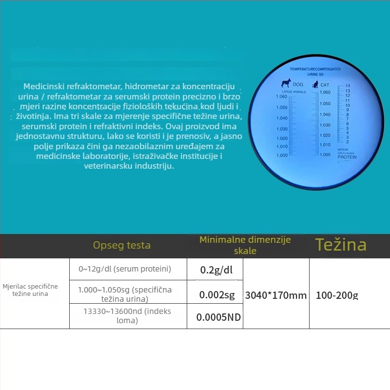 Veterinarski refraktometar za mačke i pse – mjerenje specifične težine urina i koncentracije proteina u serumu