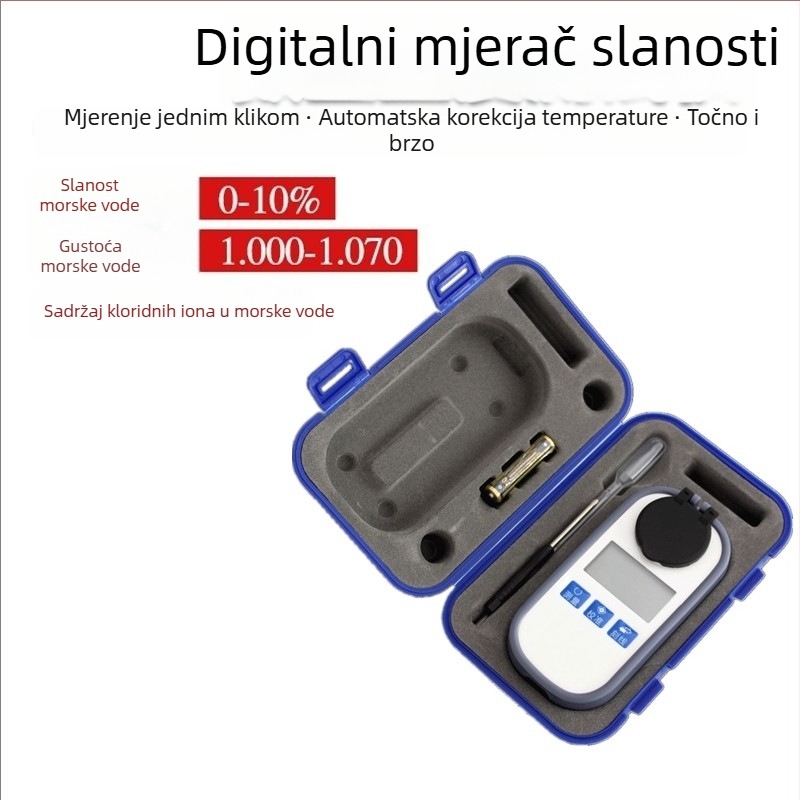 Digitalni mjerač saliniteta za morsku akvakulturu – tester gustoće, refraktometar, oprema za slanu vodu u akvariju (plastika)