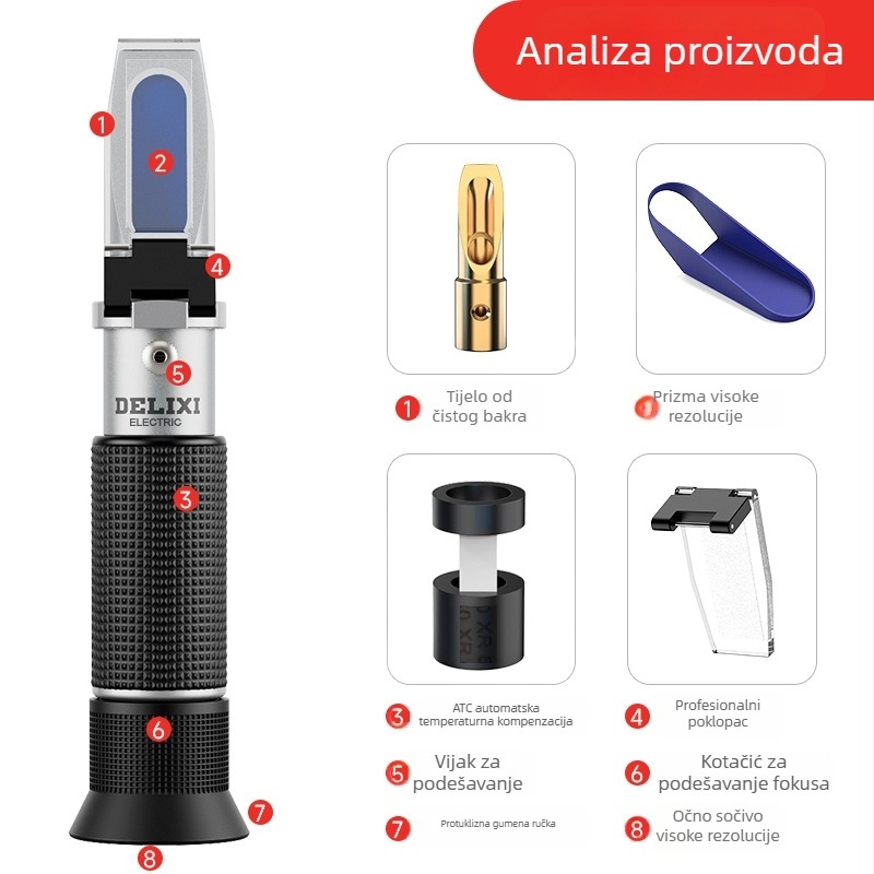 Delixi Electric Ručni refraktometar za slanost, visoke preciznosti mjerni instrument za gustoću morske vode