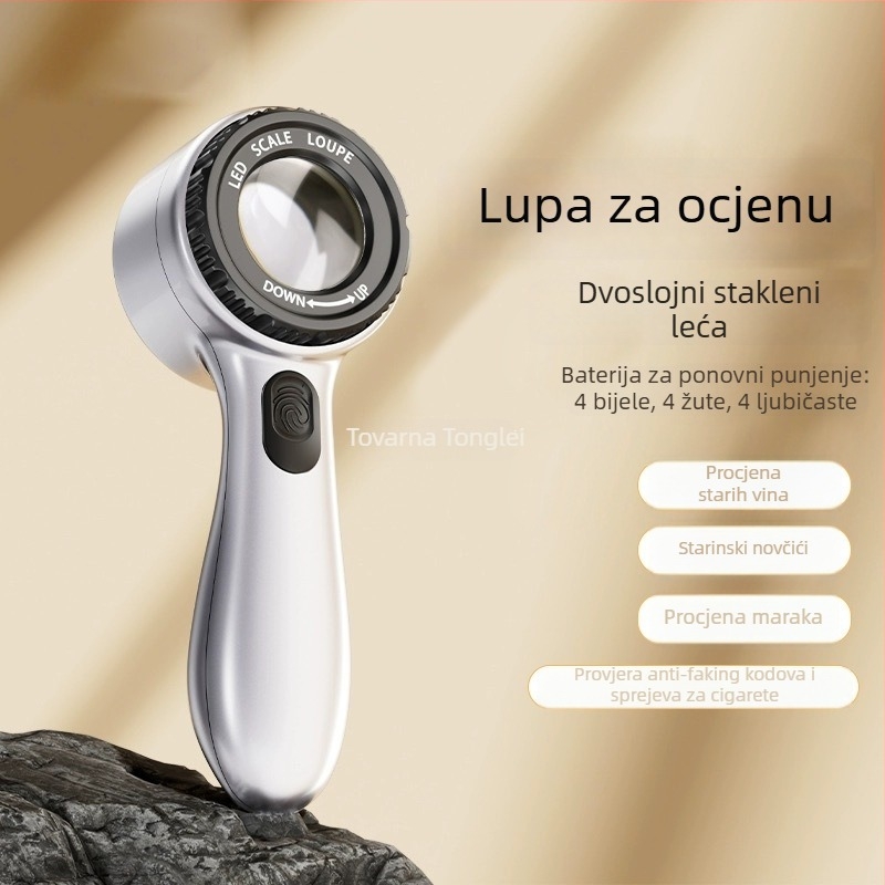 Povećalo s UV svjetlom i USB punjenjem, visoko povećanje uz ljestvicu, brend TONGLEI, model TLMCQESSKROFQEWOKRZMOFZMGP