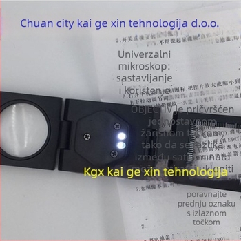 Sklopivo povećalo s LED rasvjetom 30×, leća u obliku golubijeg oka, metalni okvir