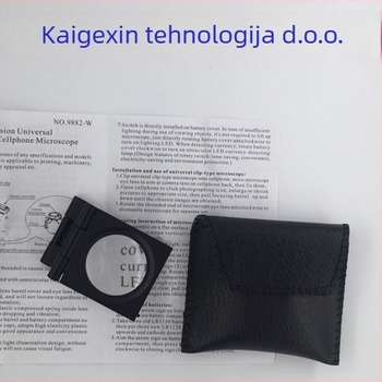 Sklopivo povećalo s LED rasvjetom 30×, leća u obliku golubijeg oka, metalni okvir
