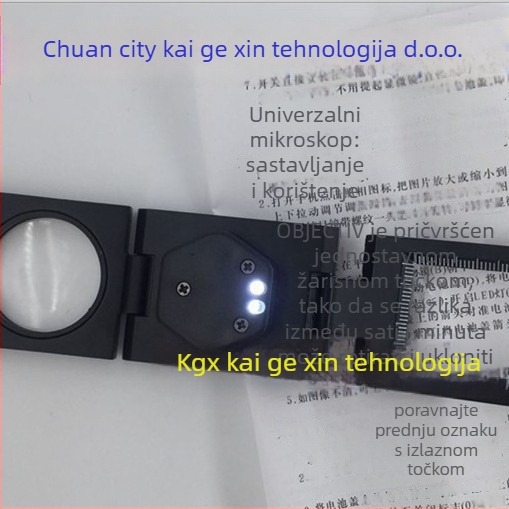 Sklopivo povećalo s LED rasvjetom 30×, leća u obliku golubijeg oka, metalni okvir