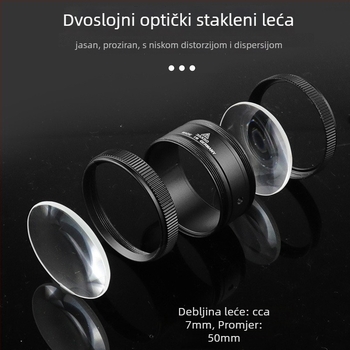 35X Ručna metalna cilindrična lupa za identifikaciju jantarnih antičkih nakita, uz krpu za čišćenje leće