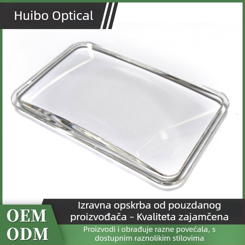 Huiboer optički akrilni povećalo, kvadratna leća 3×4×, ručno industrijsko povećalo visoke čistoće, prilagodba po slici uzorka