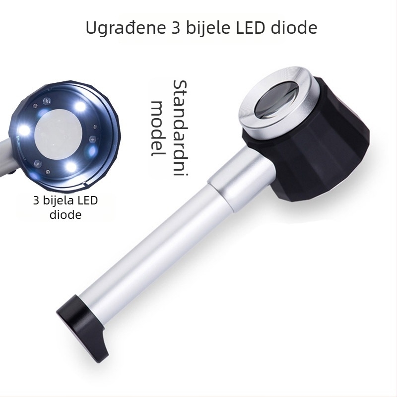Ručna povećalo 45× s 3 LED-ima i skalom za pregledavanje nakita, za vanjsku upotrebu, dar starijima i studentima