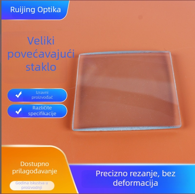 Ruijing ručna lupa – 20× povećanje, kvadratna konveksna staklena leća, prilagodljiva