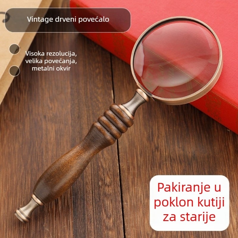 Lupa s metalnim okvirom, 10× povećanje, ručna, stakleni objektiv, model 99168