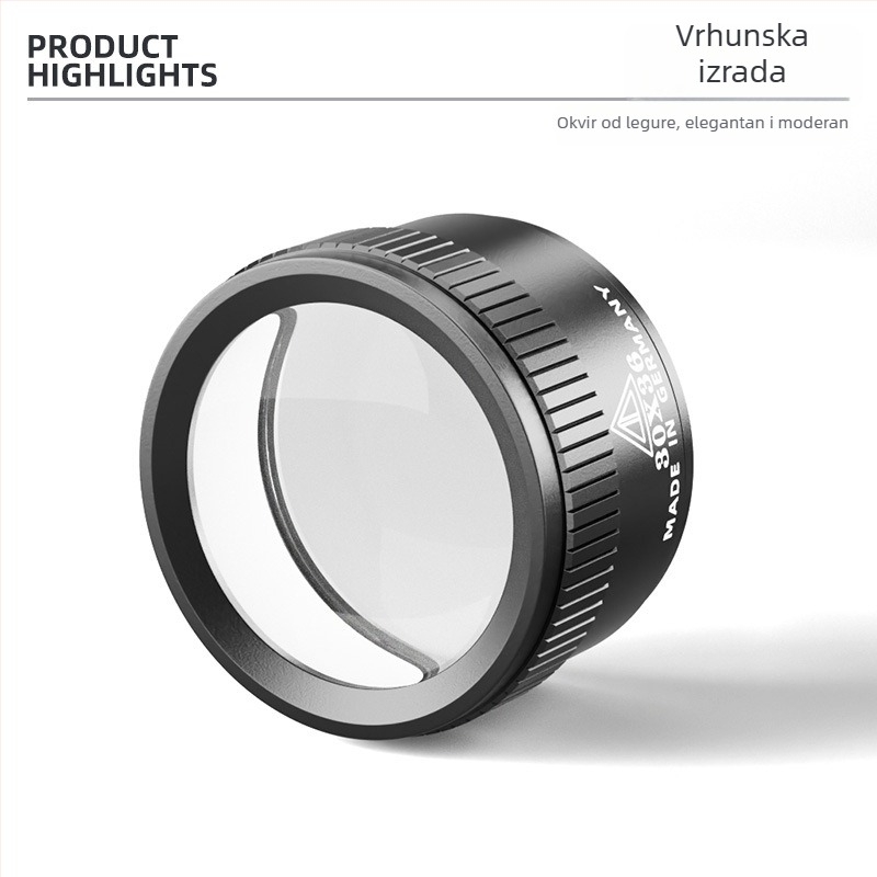 Lupa s 30x dvostrukim lećama, metalno kućište, optika visoke jasnoće