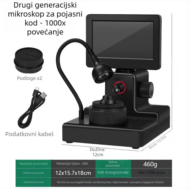 Alat za identifikaciju dijamanata s HD povećalom, oglednim povećalom i mikroskopom