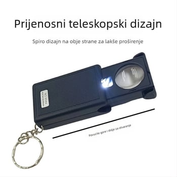 Izvlačno povećalo 30–60×, LED osvjetljenje, prijenosno za identifikaciju porcelanskih i žadnih nakita, metalni privjesak