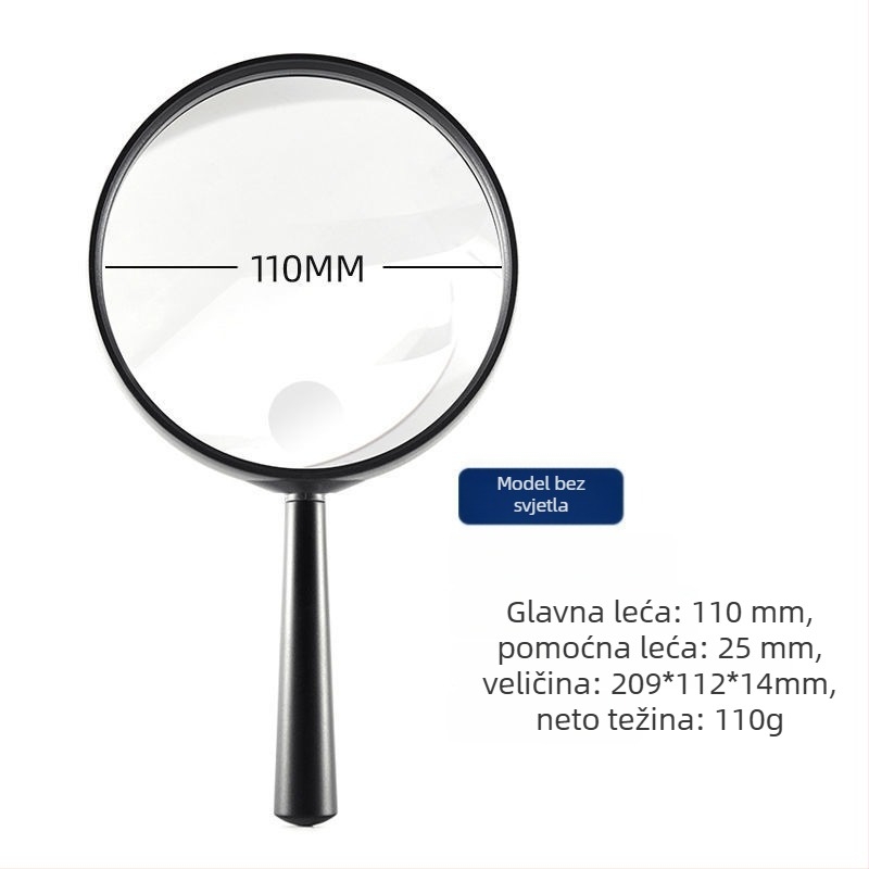 Asferični povećivač sa LED svjetlom za čitanje, 20x povećanje (Porijeklo: Bhutan; Uvoz: Ne; Broj proizvoda: Factory Direct Supply Customization Cross-Border; Marka: Drugo)