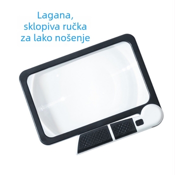 Kvadratna ručna sklopiva povećala s LED svjetlom i Fresnelovim lećama za čitanje novina starijim osobama (Podrijetlo: Zhejiang; Marka: Independence; Uvoz: Ne)