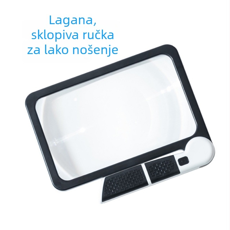Kvadratna ručna sklopiva povećala s LED svjetlom i Fresnelovim lećama za čitanje novina starijim osobama (Podrijetlo: Zhejiang; Marka: Independence; Uvoz: Ne)