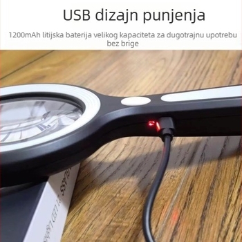 Ekstra velika LED lupa sa 23 LED, 4 razine osvjetljenja, dodirna kontrola, 10× povećanje, za čitanje pri presbiopiji, popravke i procjenu