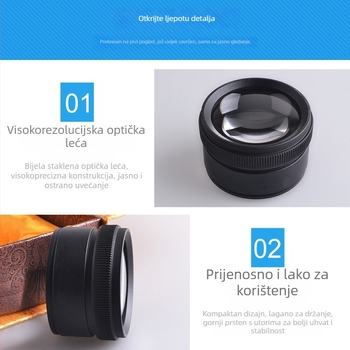 Ručna lupa za nakit, cilindrični dizajn, 30X optičko staklo, dva seta